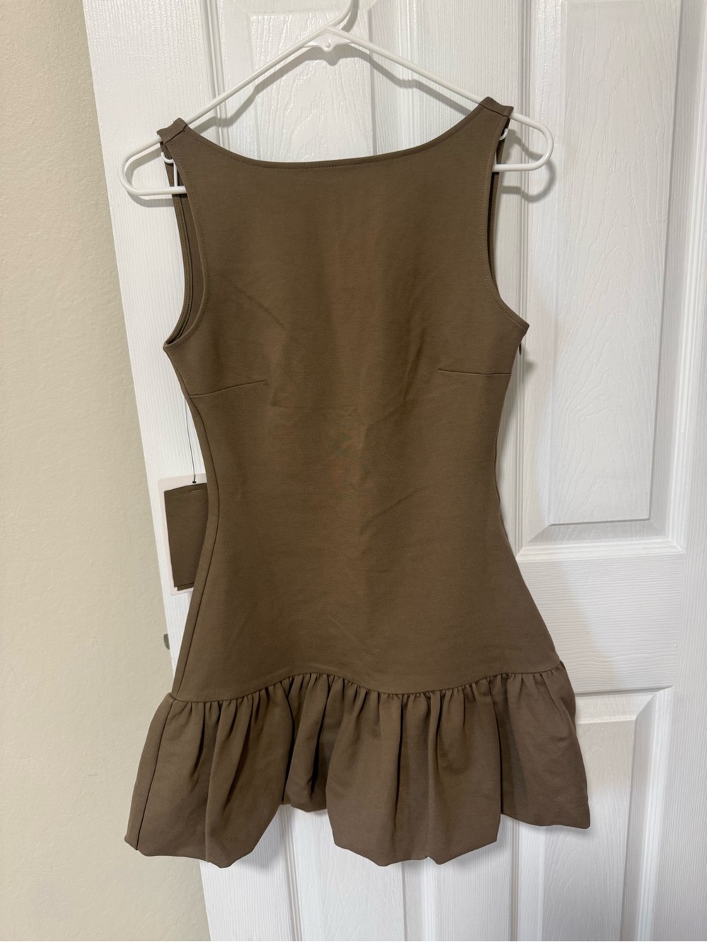Elvi Olive Green Mini Dress with Ruffle Hem